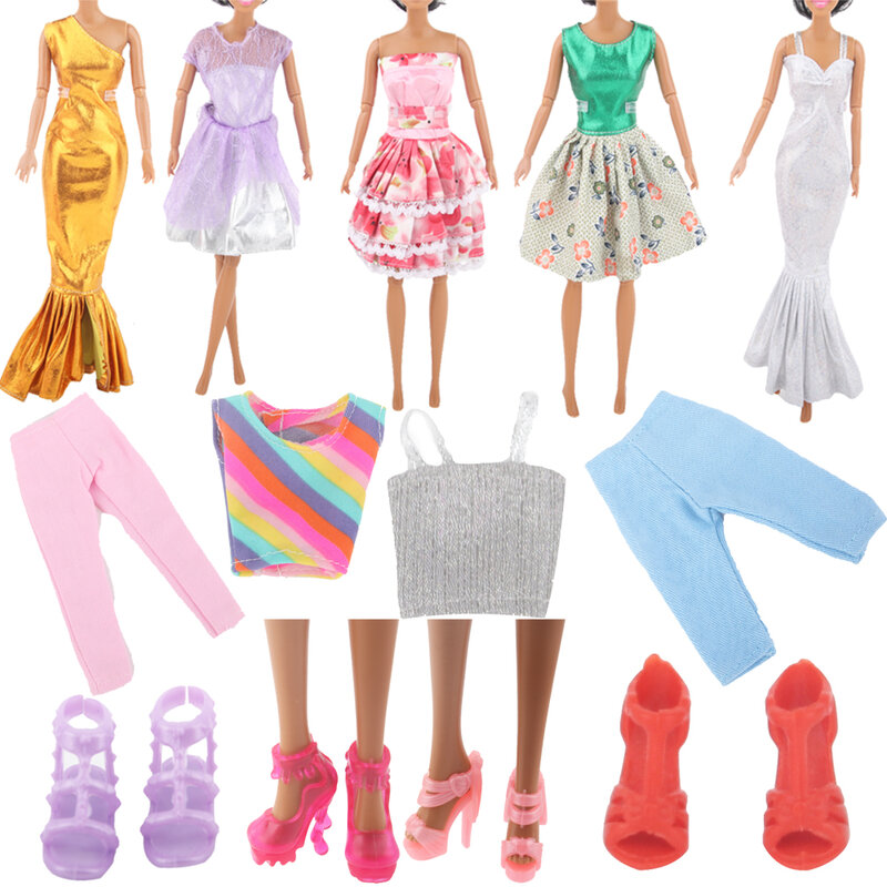 Random 1 Set 30cm Doll Accessories for 1/6 Barbi Doll Shoes Boots Mini Dress Handbags Doll Clothes Kids Toys 12'' BJD Doll Gift