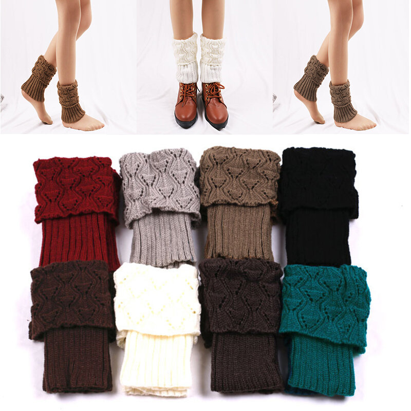 Mulheres 1 par crochê boot cuffs malha toppers boot meias inverno aquecedores de perna calcetines mujer