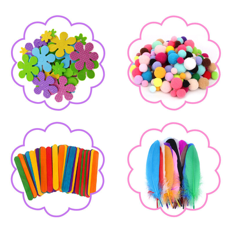 DIY Colorful Plush Sticks Wool Pompoms Materials Kids DIY Montessori Craft Pipe Math Counting Education Stick Child Puzzles Toy