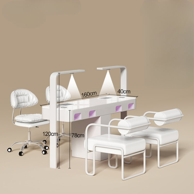Nail Desk Organizer, Professional Branco, Luz Nordic, Luxo Nail Table, Designer moderno, Tavolo estética, Mobília do quarto