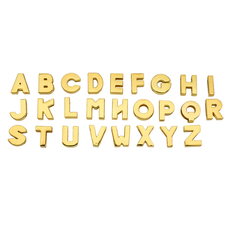 Slide Charms lettere per la creazione di gioielli bracciale da donna colore dorato 8mm alfabeto A-Z collana con collare per animali domestici accessori fai da te regalo