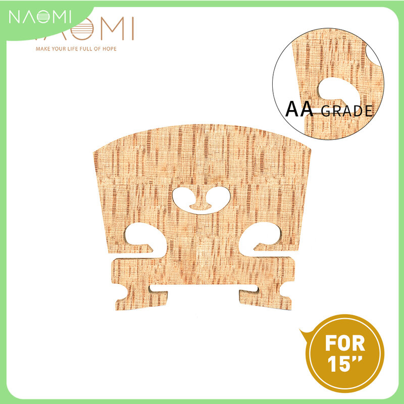 NAOMI – pont de Viola de 15 pouces, avec motif de flocon de neige de qualité supérieure AA, pont d'érable, séchage à l'air naturel, pièces et accessoires