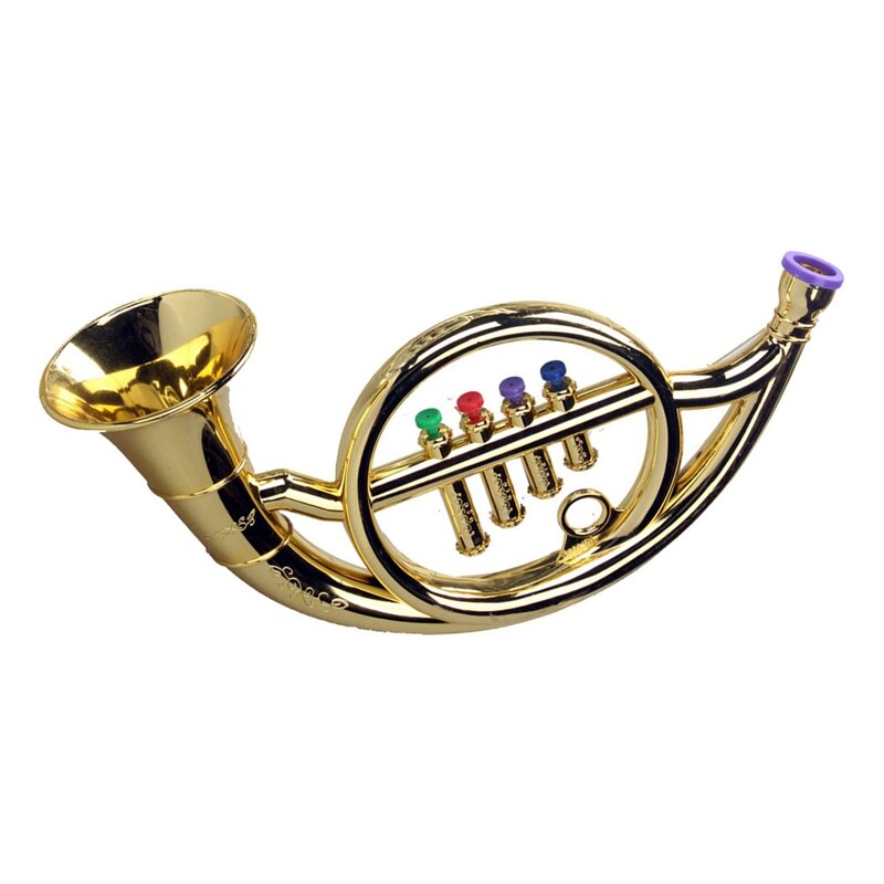 French Horn 4 kunci berwarna alat musik pendidikan dini alat peraga mainan bermain Mini alat musik angin untuk mainan anak-anak