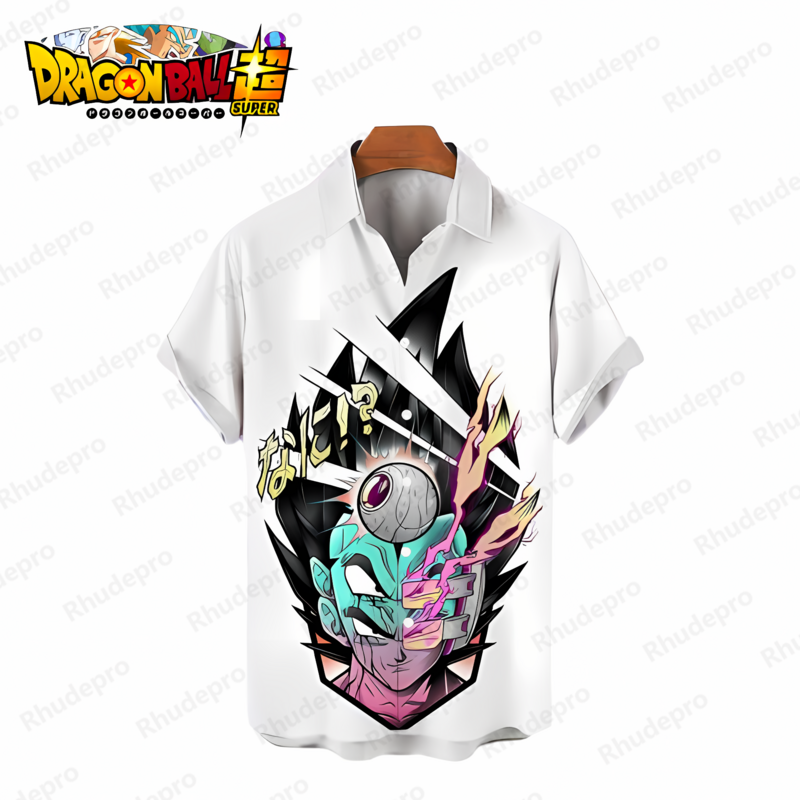 2024 męskie ubrania Super Saiya Dragon Ball Z koszula nadmorska wycieczka wysokiej jakości plażowa styl Goku Y2k Vegeta Oversized Anime lato