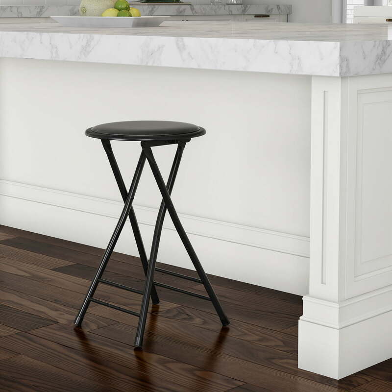 Counter Height Bar Stool Kitchen 24" Backless Folding Chair Black