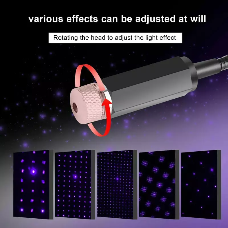 โคมไฟ LED ดวงดาวบนท้องฟ้าสุดโรแมนติกสำหรับรถยนต์โปรเจคเตอร์5V ใช้พลังงานด้วย USB โคมไฟสำหรับรถยนต์หลังคาห้องเพดานตกแต่งปลั๊กแอนด์เพลย์
