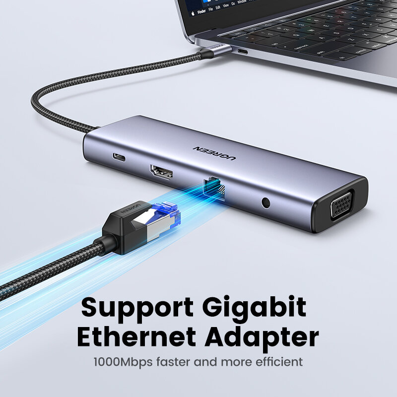 UGREEN USB C 허브 유형 C-멀티 USB 3.0 허브 MacBook Pro 용 HDMI 어댑터 독 화웨이 메이트 30 USB-C 3.1 분배기 포트 유형 C 허브