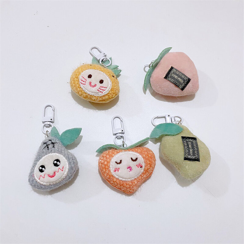 Kawaii Plush Fruit Doll Keyring Cartoon Stuffed Doll Keychain Car Keys Chains Cute Bag Pendant For Girls Birthday Gift