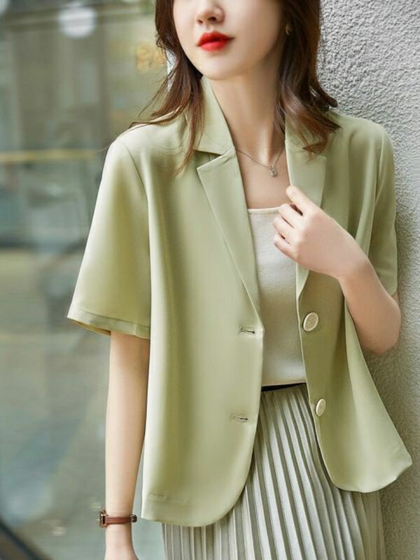 Blazers informales Harajuku para mujer, ropa minimalista de oficina, holgada, combina con todo, estilo coreano, temperamento Vintage, suave y Chic