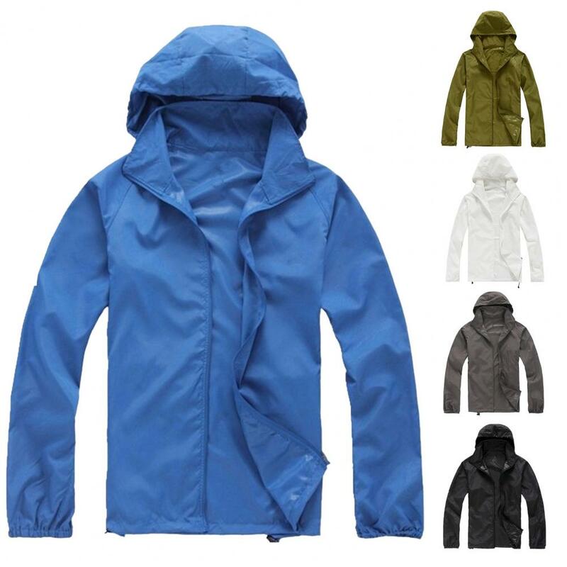 Unisex Coat Running Long Sleeve Zipper Hooded Loose Spring Autumn Waterproof Homens Mulheres Jacket Outdoor Sports Sunscreen Clothes