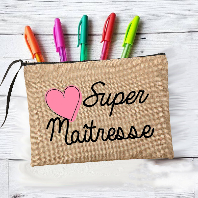 Merci Super Maîtresse podróżne kosmetyczki organizator Zipper torby kosmetyczne torebki na makijaż prezenty dla Maîtresse pokrowiec nauczyciela