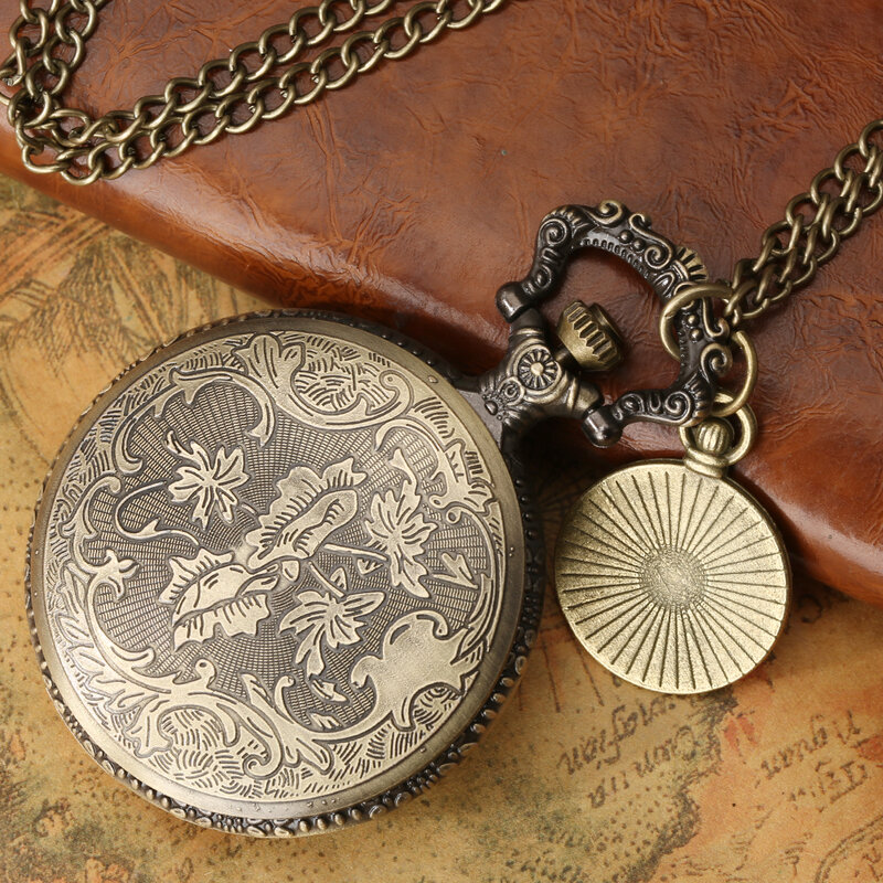 Caja de cristal transparente para hombre y mujer, reloj de bolsillo de cuarzo con esfera de números romanos coloridos, collar analógico con encanto, accesorio