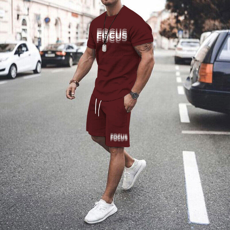 Мужская футболка с коротким рукавом и шорты с графическим принтом