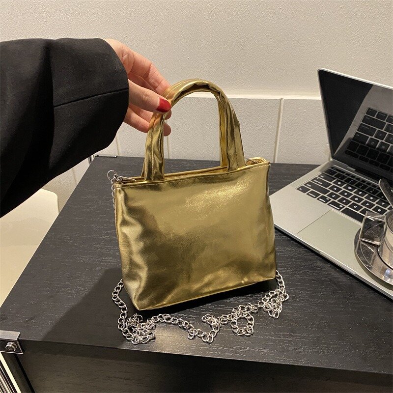 Новая летняя однотонная сумка с верхними ручками, простая модная Яркая сумка на плечо, Диагональная Сумка, маленькая квадратная сумка через плечо с цепочкой