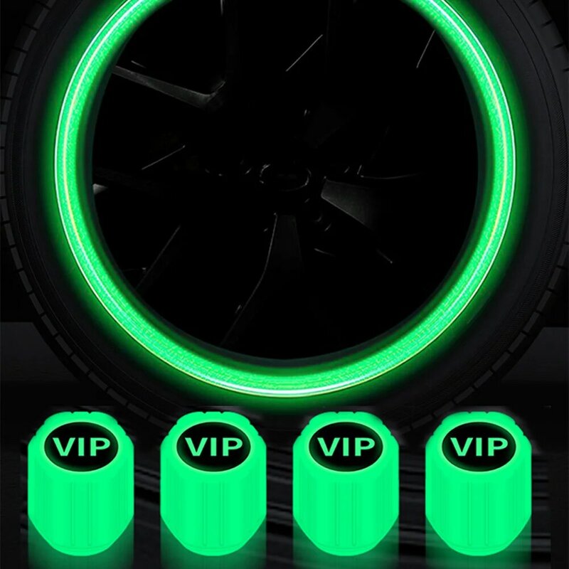 Tapa de válvula luminosa para coche, accesorio de color verde fluorescente para rueda de motocicleta y bicicleta, decoración Universal, 4 piezas