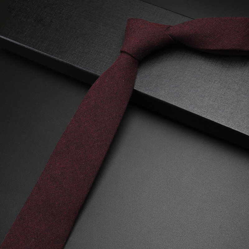 6CM solidna wąski krawat męska kaszmirowa wąska krawat do biura biznes formalne okazje klasyczne bawełniane cienki krawat
