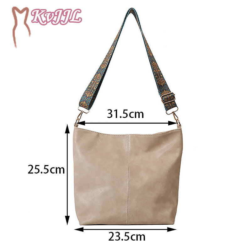 Wide Geometric Strap Shoulder Bag Large Capacity Crossbody Bags For Women,Retro PU Leather Women's Bag For Shopping Travel