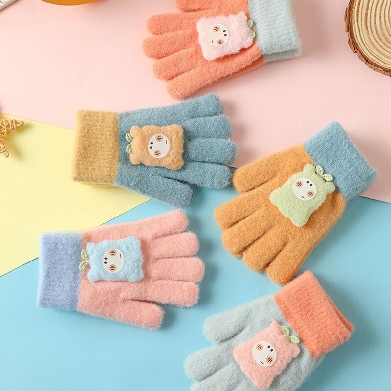 Pluszowa moda pełne rękawiczki zima ciepłe grube ciepłe rękawiczki rękawiczki elastyczne zimowe rękawiczki z dzianiny dzieci dzieci