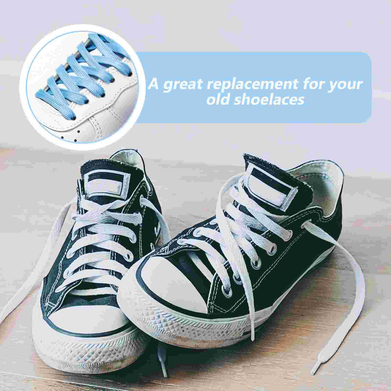 스포츠 야광 신발 끈, 야광, 형광, 운동용 플랫 신발 끈, 하늘색, 1 쌍
