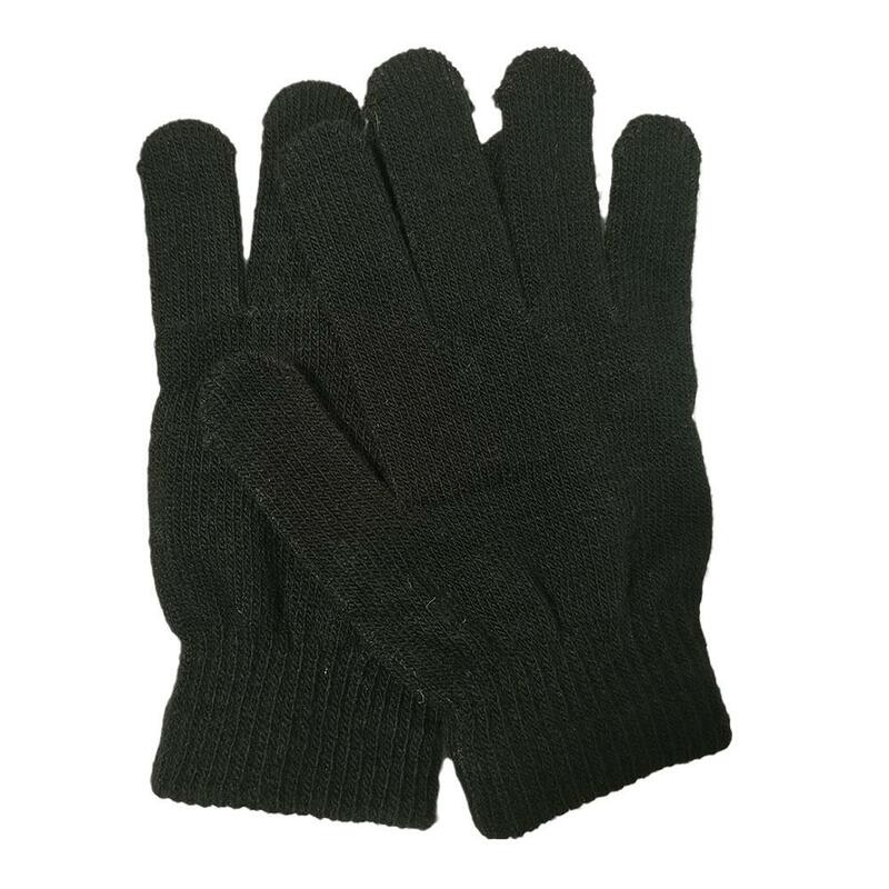 Guantes elásticos de dedo completo para niños y niñas, guantes negros cálidos de punto para ciclismo al aire libre, novedad, 1 par, P8j6