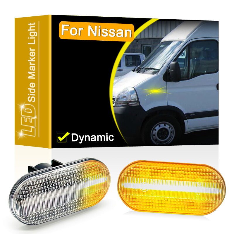 Conjunto de lámpara de marcador lateral LED dinámico de lente transparente para Nissan Interstar, Kubistar, Primaster, luz intermitente secuencial
