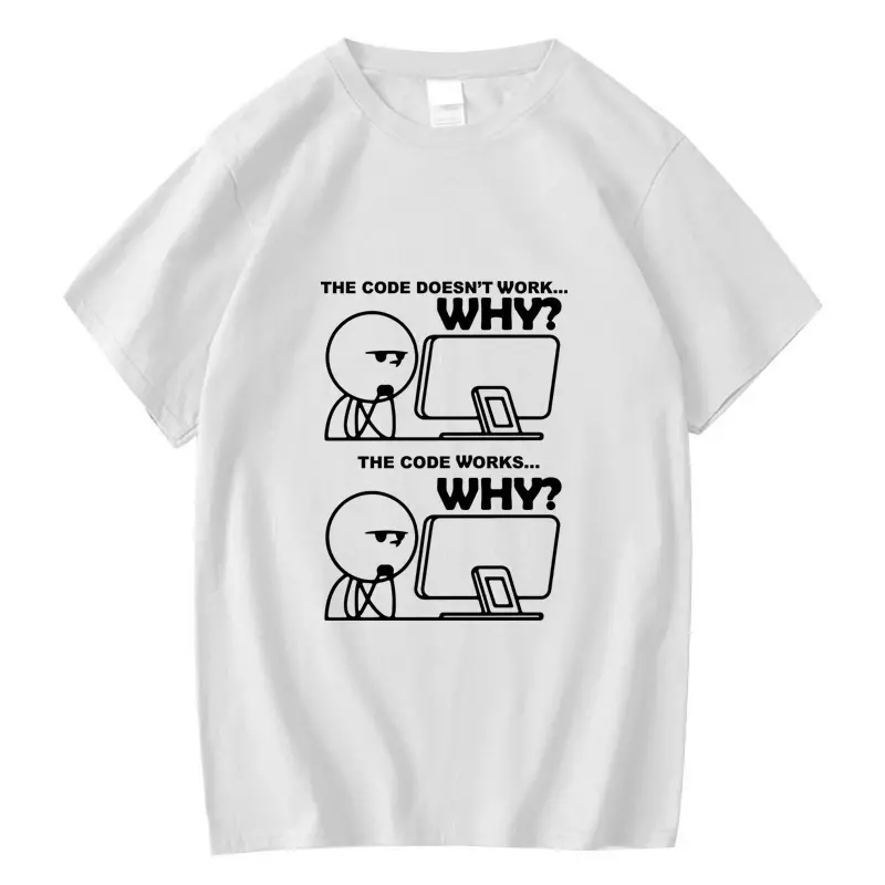 XINYI-Camiseta de manga corta para hombre, camisa holgada con estampado divertido de programador, cuello redondo, 100% algodón, para verano