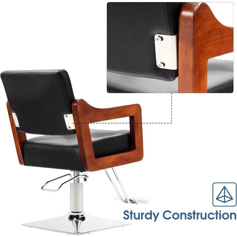 Krzesło do salonu BarberPub dla fryzjer, klasyczny krzesło fryzjerskie hydrauliczny, wyposażenie Spa kosmetyczny 8812 (czarny)
