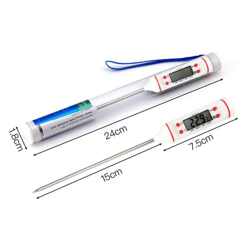 Temperature Senso LCD Displayr Oil Thermometer Sensitive Precise Stainless Steel Probe Meat Temperature Meter for Home