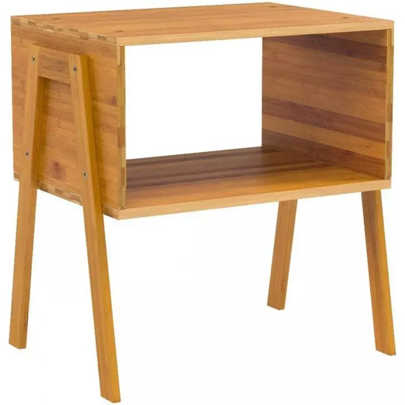 Pipishell-竹製の積み重ね可能なエンドテーブル、リビングルームのナイトスタンド、ベッドサイドテーブル、寝室の収納、2個
