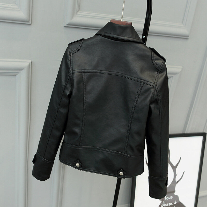 Корейская версия облегающего пиджака из искусственной кожи женское Новое короткое мотоциклетное пальто