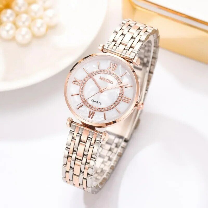 Relógio de quartzo feminino com cristal de diamante, relógio de pulso de aço, pulseira feminina, marca superior, moda luxo, senhoras
