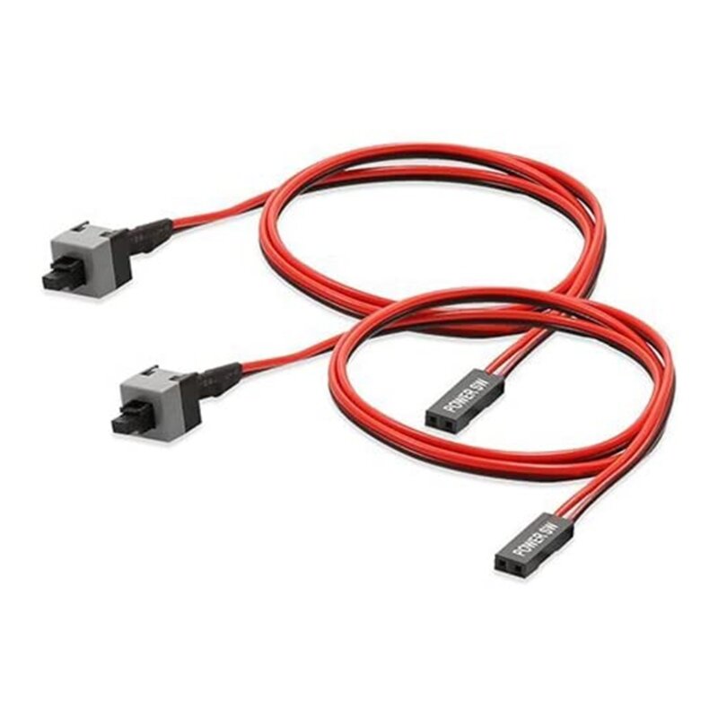 2 Pack 2 Pin SW PC Power Cable on/off Push Button Computer Wire 50cm D5QC