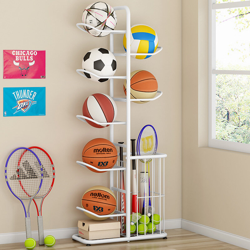 ホーム屋内子供用バスケットボールサッカーバレーボールバドミントンラケット収納ラックボールラックシンプルストレージラックeigeenHimalbuilt。