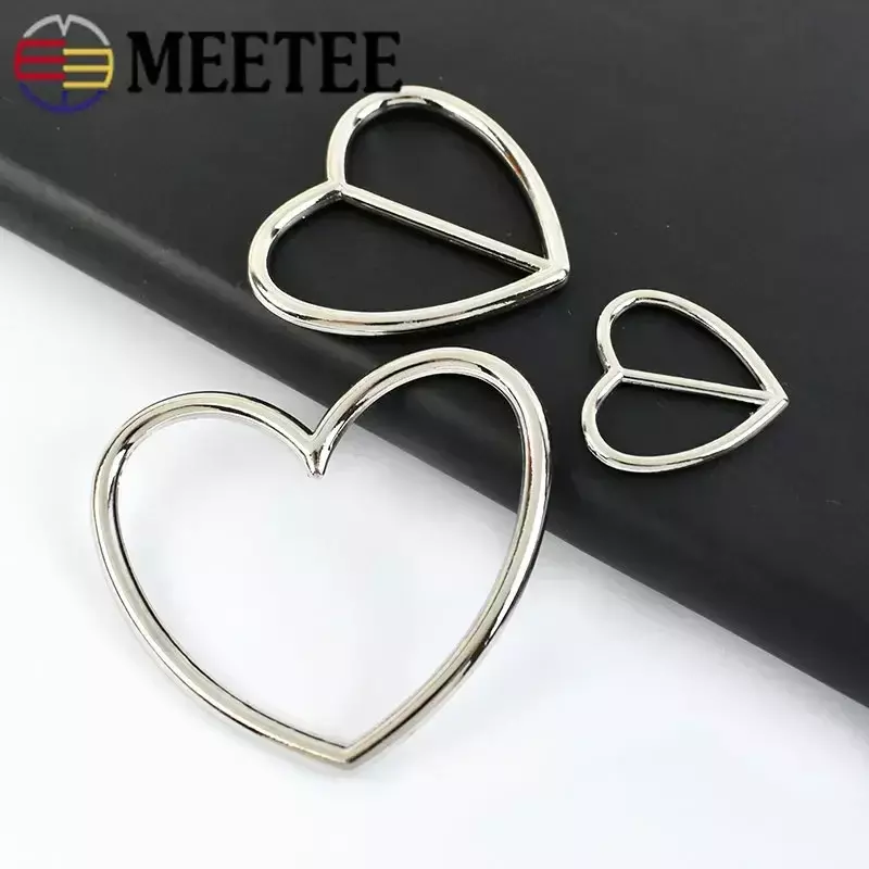Meetee-Metal Alloy Heart Ring Buckles, Belt Buckle, Garment, Tri-Glide, Ajustando Acessórios Slider, 17mm, 37mm, 39mm, 10 Pcs, 20 Pcs, 50Pcs