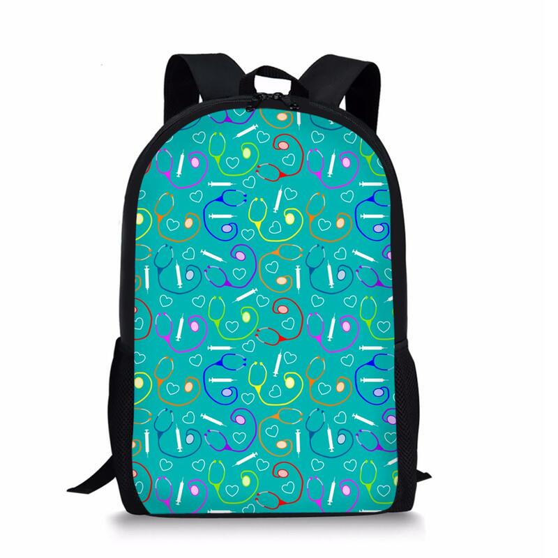Multifuncional Cartoon Bear Nurse Pattern Backpack, mochilas escolares para adolescentes, Schoolbag para estudantes, crianças