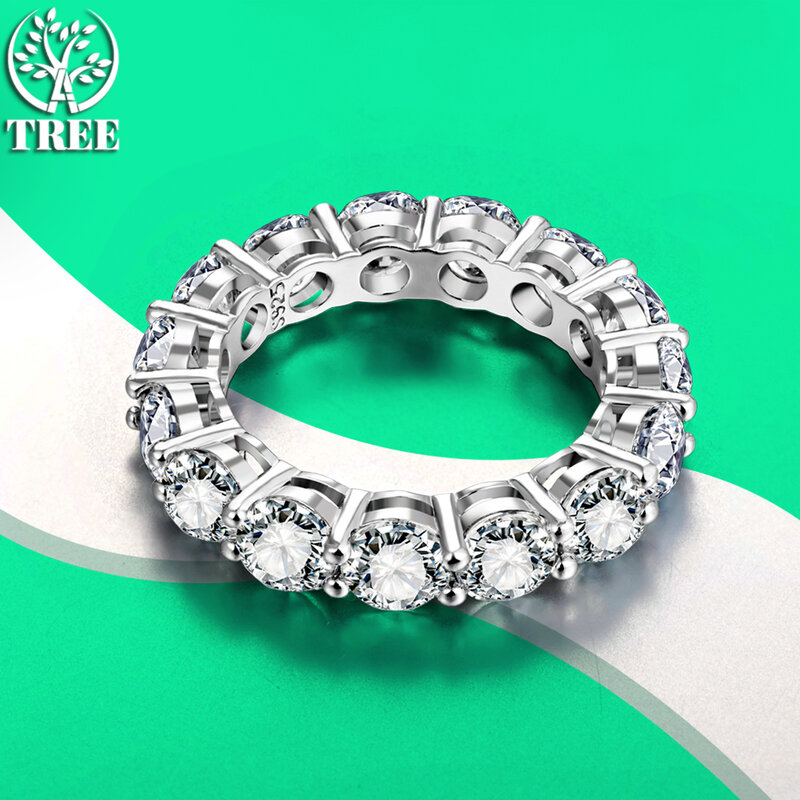 ALITREE cincin Moissanite warna D perak Sterling s925 cincin Cocktail berlian bulat potongan sempurna untuk pernikahan Wanita Perhiasan pita