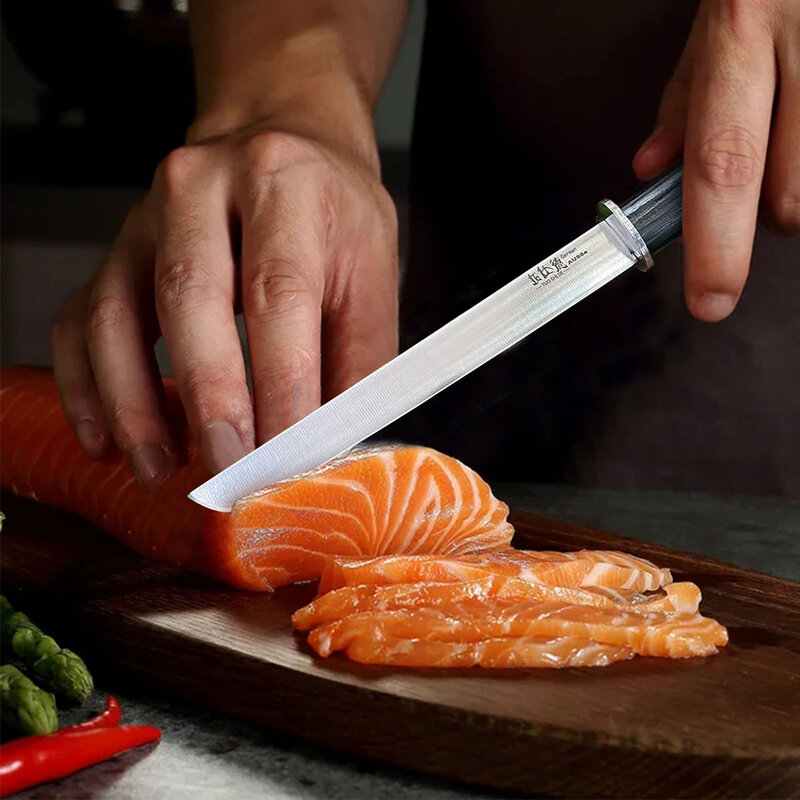 Coltello da Sushi da 9 "Sashimi coltello da cucina giapponese coltello da macellaio per affettare le ossa mannaia pentole con coperchio per coltello
