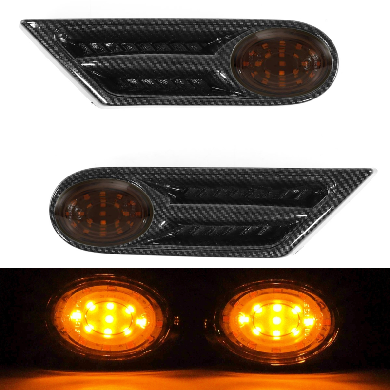 Lampu sein LED, lampu penanda samping LED mengalir mobil, lampu sein untuk BMW MINI R56 R57 R58 R59 2007-2013, 2 buah/set