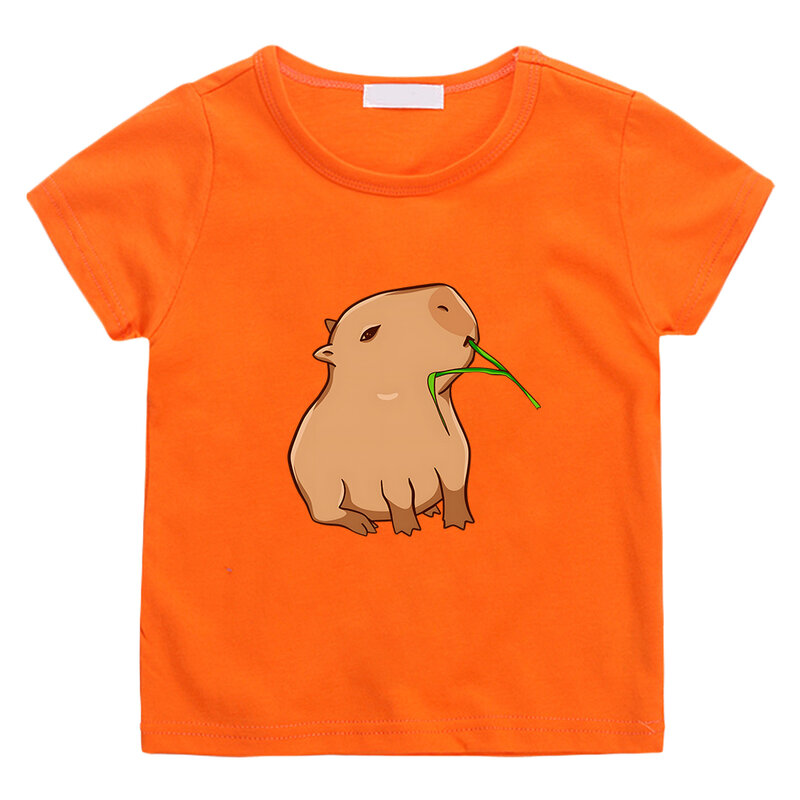 Kaus Komik Estetika Capybara Kaus Komik Kartun Lucu Kaus Anime Katun 100% Mode Kaus Anak Laki-laki/Perempuan High Street