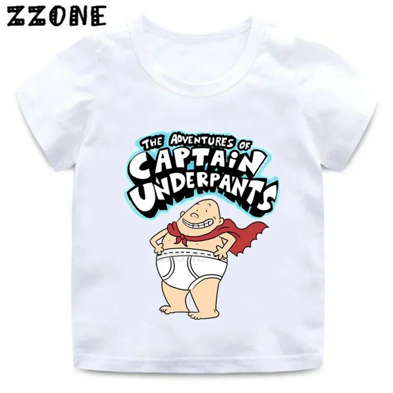 Jungen und Mädchen Kapitän Unterhosen Cartoon Print T-Shirt Kinder lustige Freizeit kleidung Baby Tops Kinder Sommer Kurzarm T-Shirt