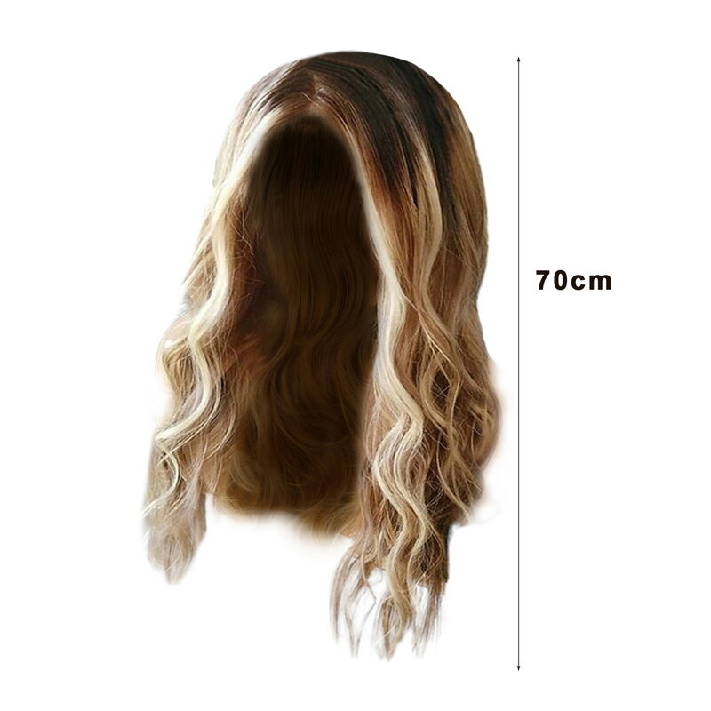 Perruque longue ondulée bouclée pour femme, perruque à fil haute température, look naturel à la mode, faux cheveux dégradés pour femme