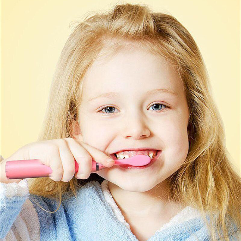 Cepillo de dientes eléctrico para niños, cepillo de dientes eléctrico inteligente con diseño de gato, elefante, hámster, impermeable IPX7, Ultra sónico, J294