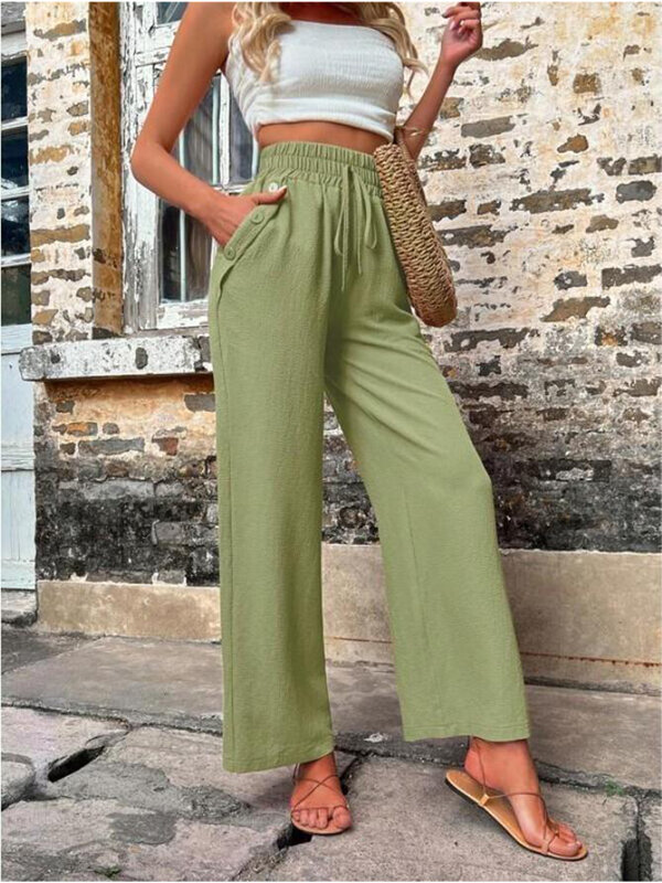 2024 Hot Sale Solid Color Pant Set For Women High Street Wide Leg Pants Casual Overalls Ladies Relax Wear Trousers Female Outfit