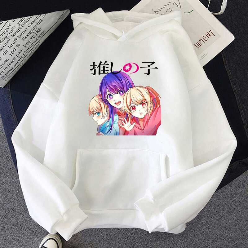 Manga Oshi No Ko Ai HOSHINO felpe con cappuccio donna Cartoon Print Clothes Harajuku Streetwear manica lunga Hip Hop Y2k pullover felpa