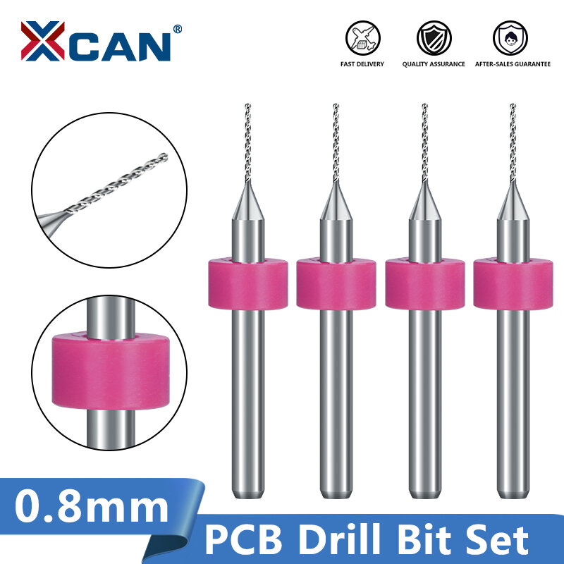 XCAN 0.8mm 10pcs/lot Carbide Micro Drill Bits CNC PCB Drill Bit Set