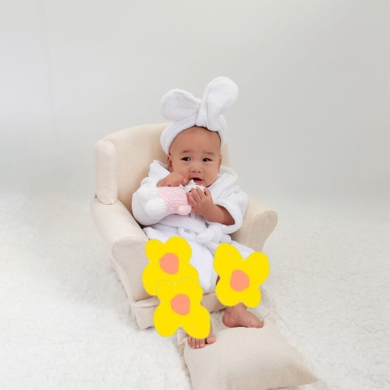 Baby Bathrobe with Belt & Headband Photography Outfit Photo Props for Boys Girls DropShipping