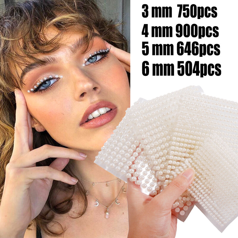 3mm/4mm/5mm/6mm 3D Pearl Face Jewels adesivi per ombretti autoadesivo viso corpo sopracciglio diamante adesivi per unghie decorazione diamante