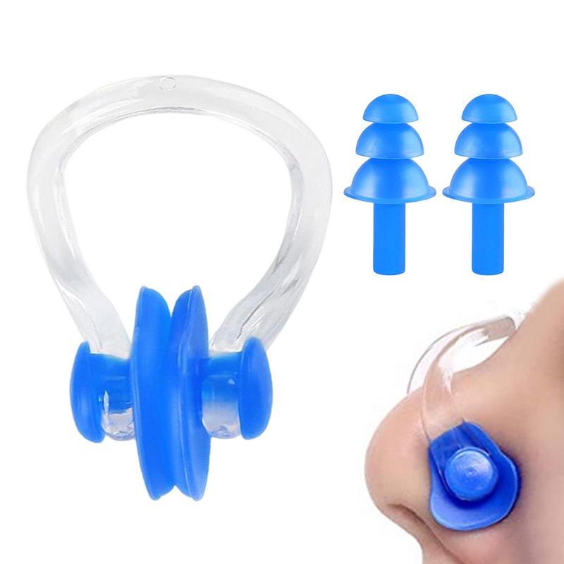 Set di tappi per le orecchie con Clip per naso da nuoto in Silicone morbido impermeabile Set di ingranaggi sportivi in Silicone morbido per bambini adulti