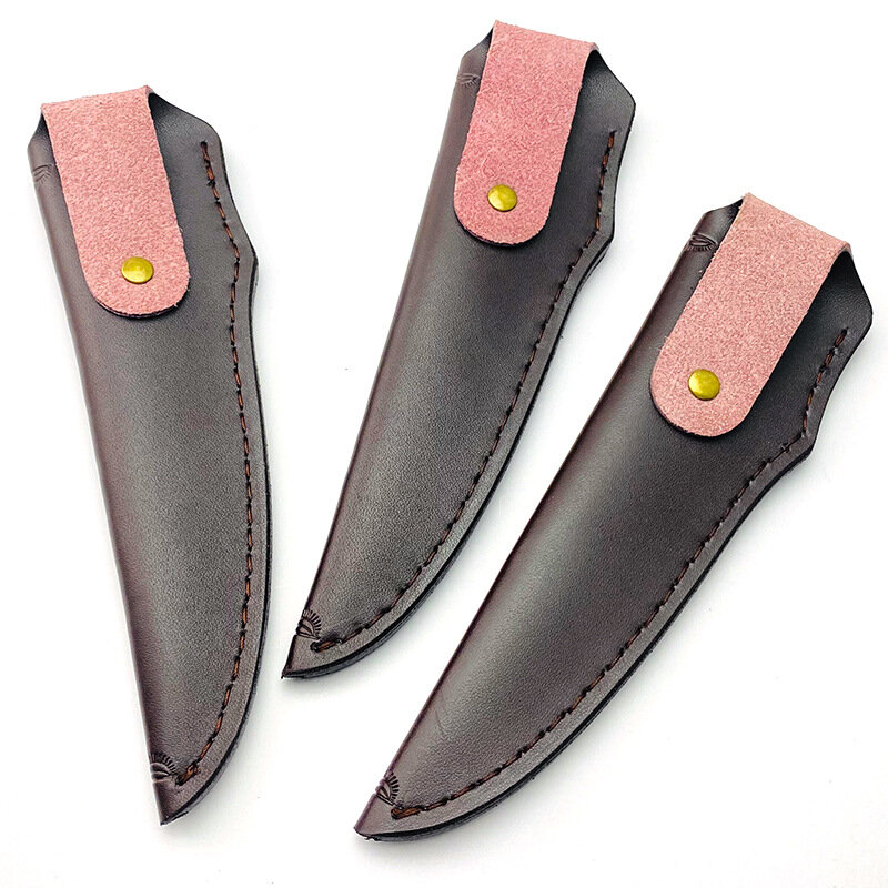 15.5CM Outdoor/Kitchen Knife Sheath Leather Knife Cover Protector W/Waist Belt Buckle Fruit Knife Protective Sleeve