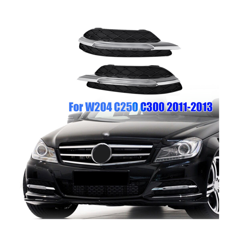 Direita LED DRL Luzes de circulação diurna, luz de nevoeiro, lâmpada para Mercedes Benz C-Class W204 C250 C300 11-13